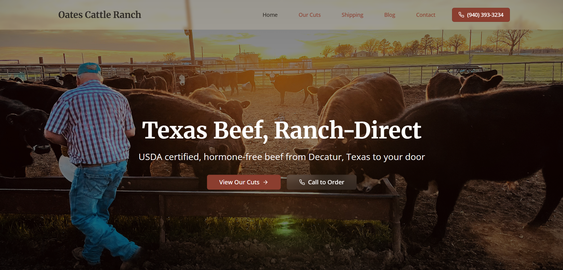 Oates Cattle Ranch website screenshot